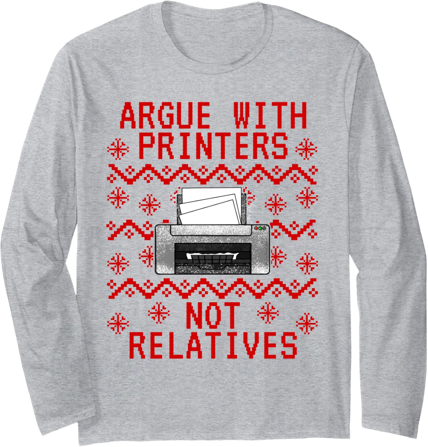 Ugly Christmas Printer It Technician Computer Office Funny Long Sleeve