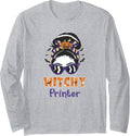 Messy Bun Witchy Printer Halloween Long Sleeve