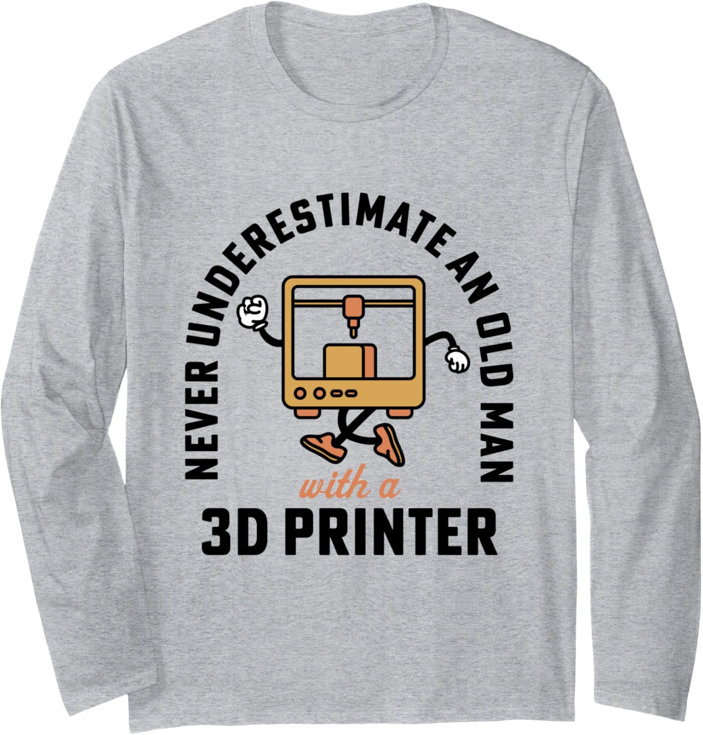 3D Printing Old Man With A 3D Printer 3D Filament Long Sleeve