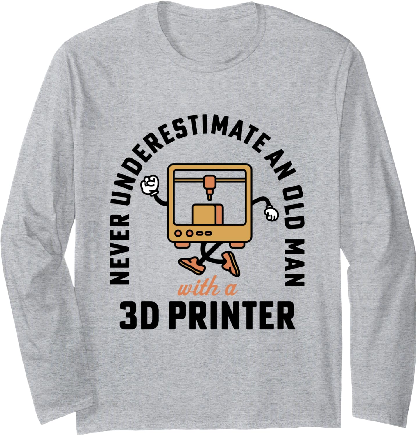 3D Printing Old Man With A 3D Printer 3D Filament Long Sleeve