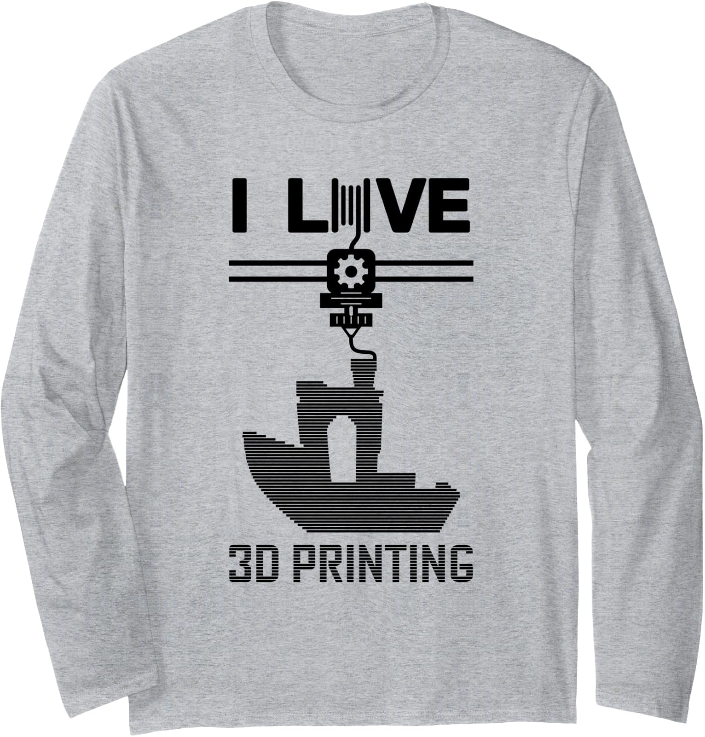 I Love 3D Printing Benchy Extruder Black 3D Printing Fan Long Sleeve