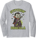 Stitchin\u2019 Dracula Halloween Crochet Funny Vampire Yarn Long Sleeve