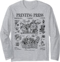 Book Printing Press Newspaper Printer Vintage Patent Print Long Sleeve