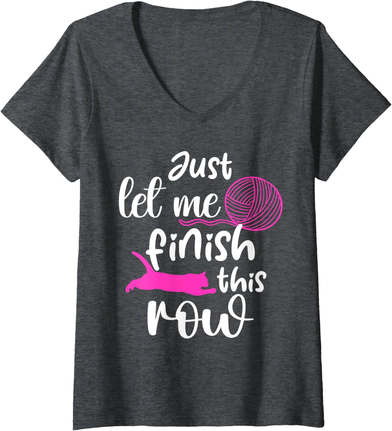 Knitting Crochet Crocheting Cat Kitten Yarn Mom Women Girl V-Neck