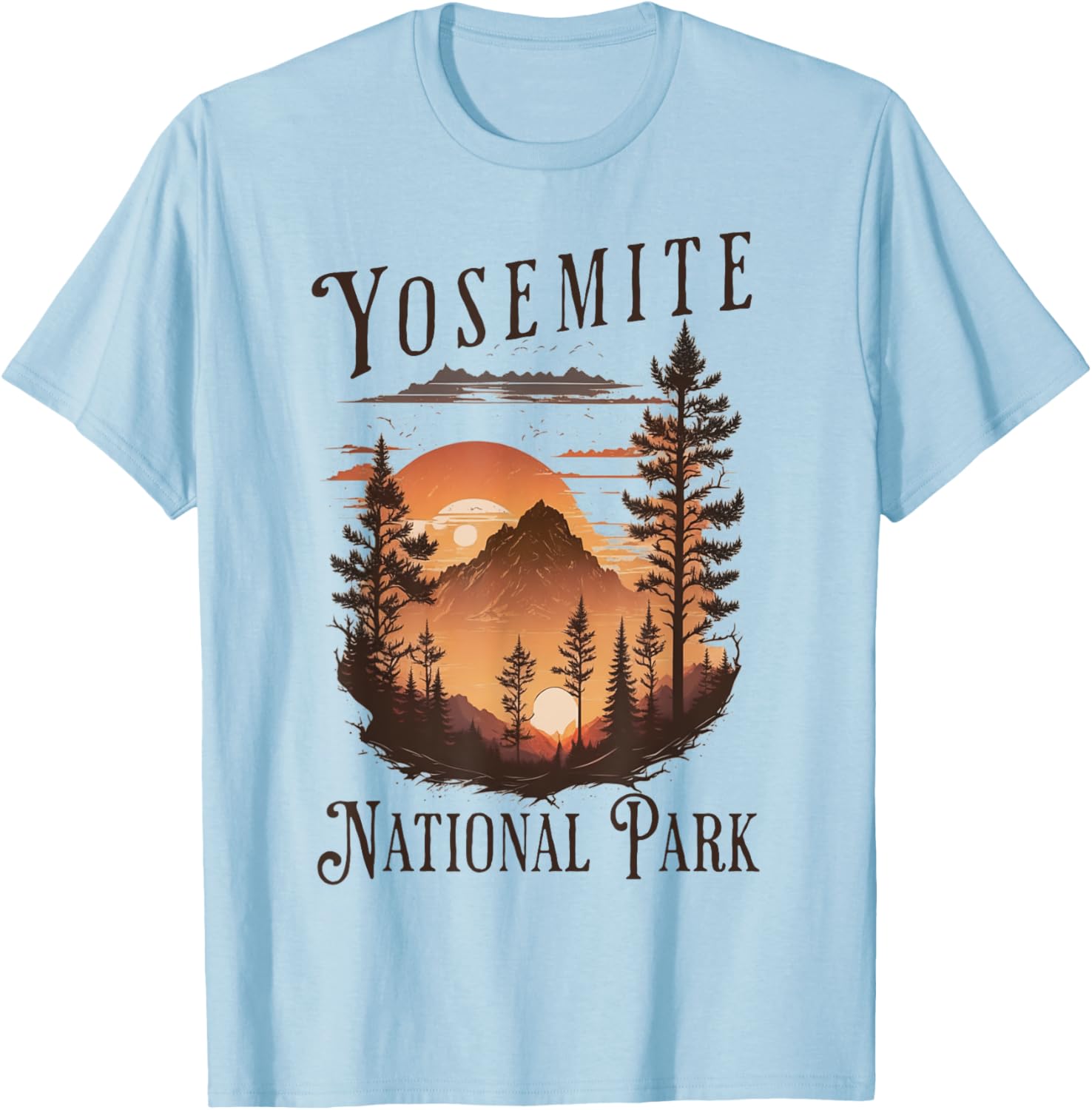 Yosemite National Park California Usa Outdoor Unisex Adults Unisex Kids Blue Short Sleeve Classic Fit