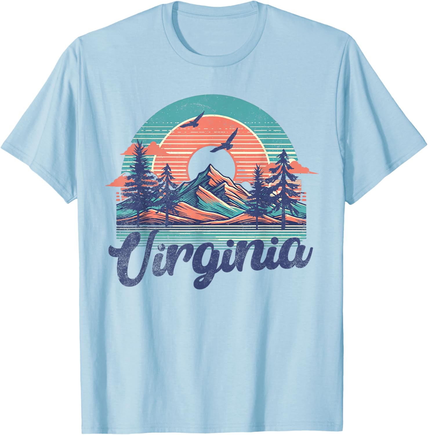 Virginia Usa Outdoor Vintage Virginia T Shirt Blue Small V Neck Short Sleeve Retro Womens Unisex Adults Unisex Kids