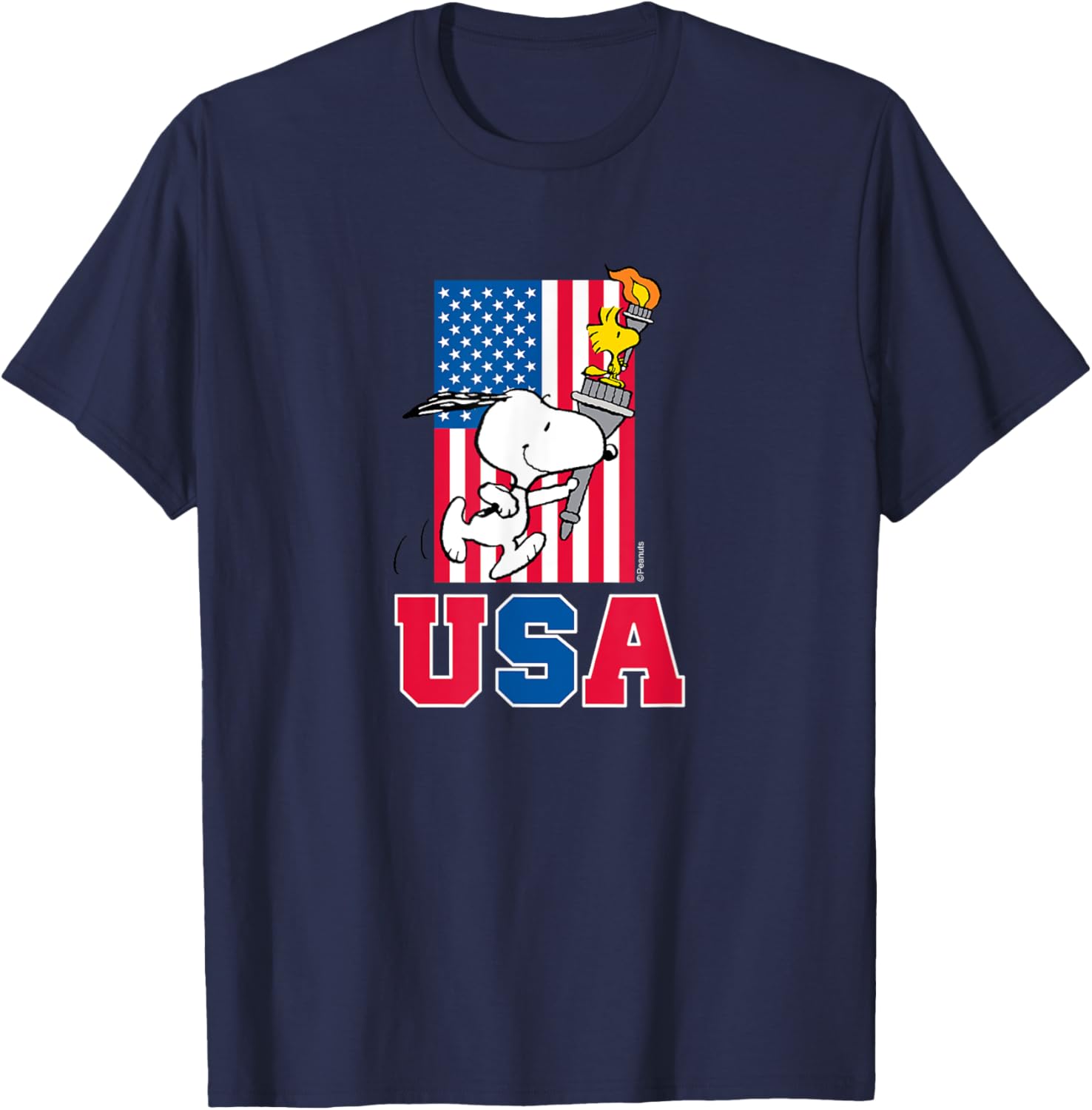 Peanuts Snoopy Woodstock Usa Flag