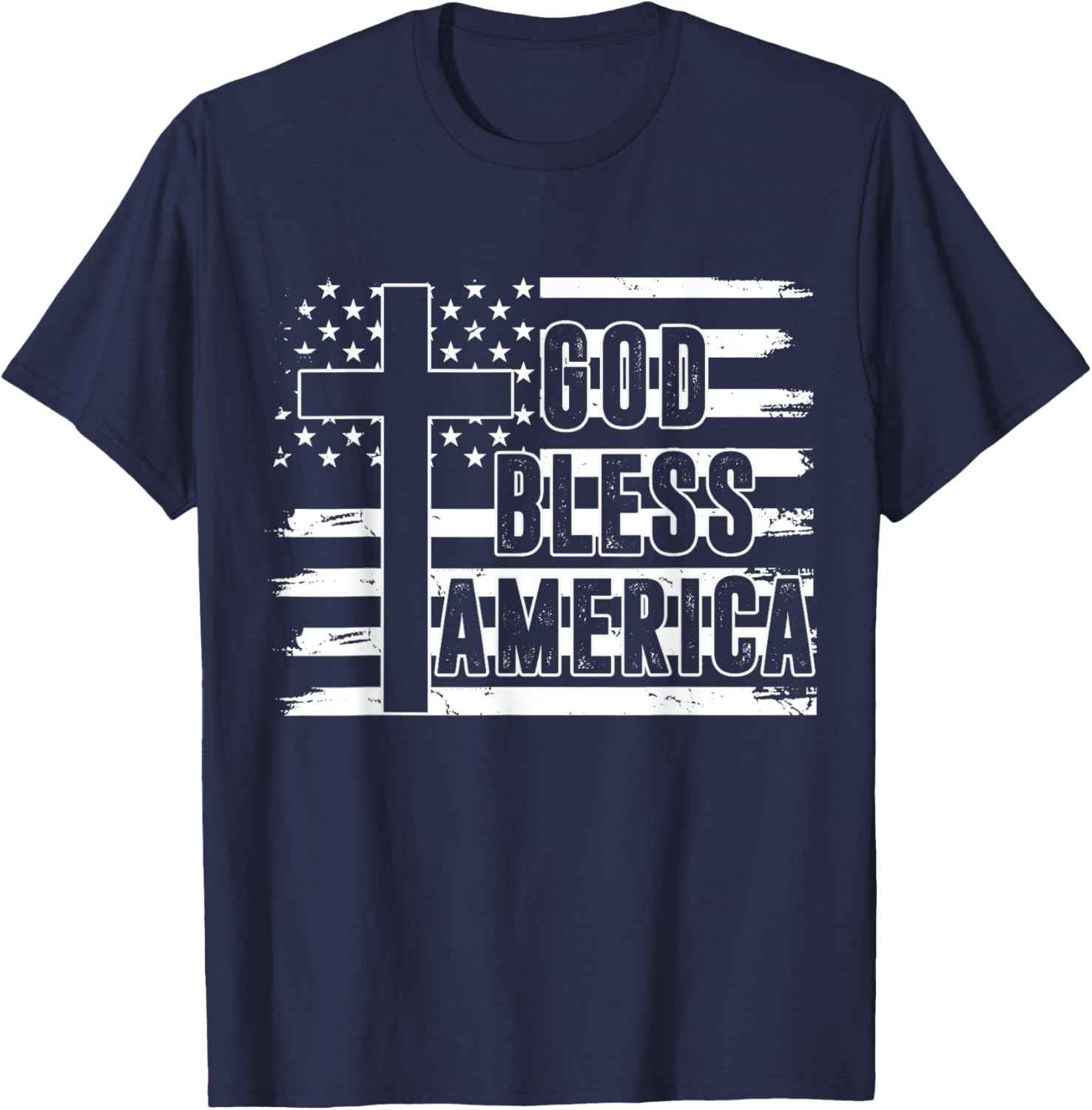 Dad God Bless America Patriotic Flag Cross Usa Christian Men