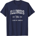 Illinois T Shirt Vintage Us Flag Sports Design Patriotic Tee