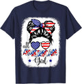 All American Girl Shirt Usa Flag 4Th July Women Kids Patriot