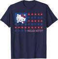 Hello Kitty Usa Red White Blue Americana Daisies Flag