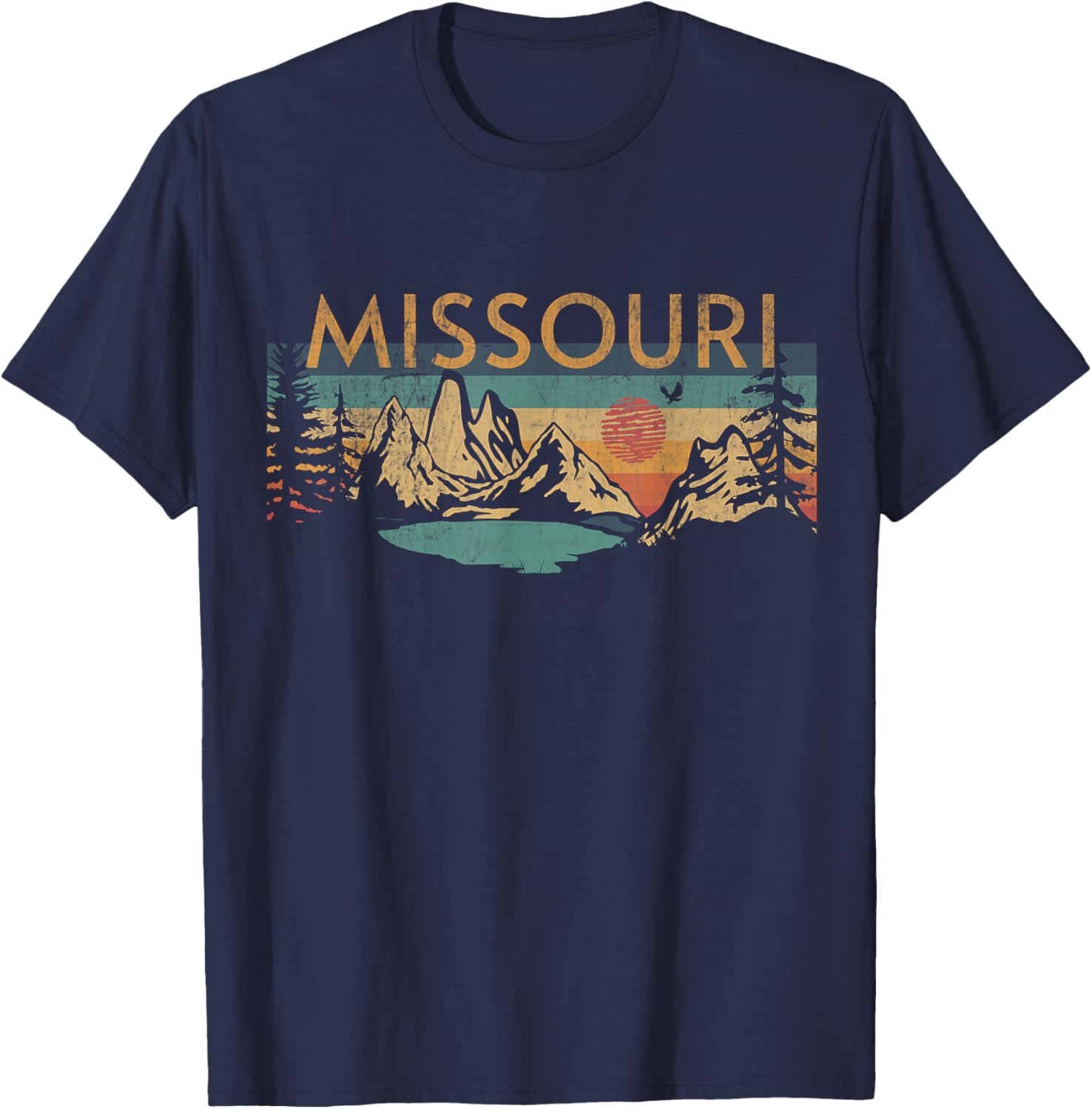 Missouri Usa Outdoor Vintage Missouri T Shirt Blue Small Classic Fit Short Sleeve Unisex Adults