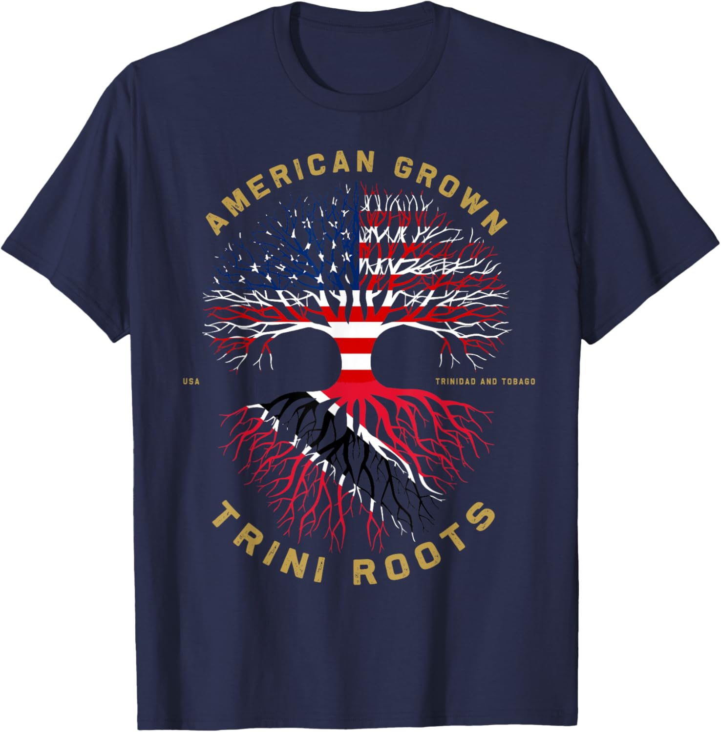 American Grown With Trini Roots Tree Usa Flag Unique Gifts