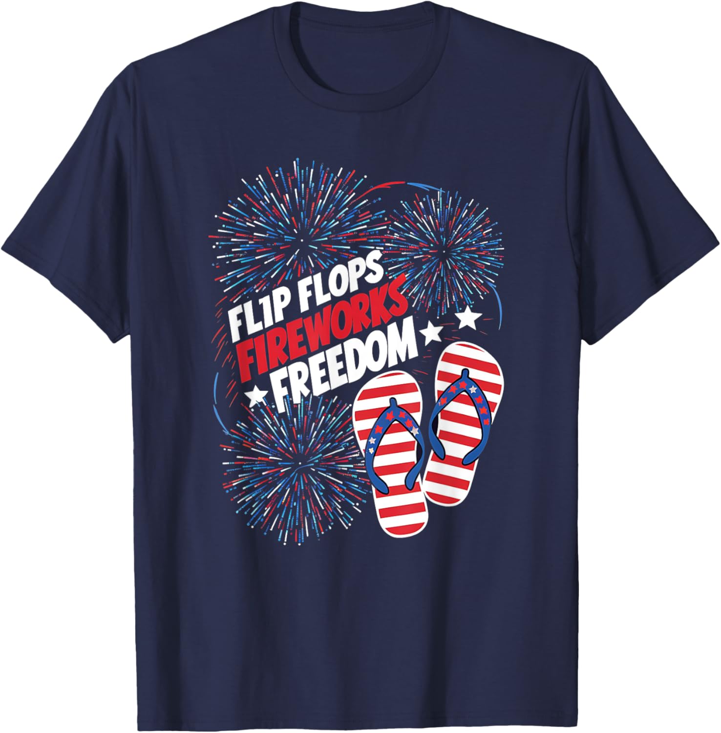 Flag Patriotic Usa 4Th Of July Flip Flops Fireworks Freedom