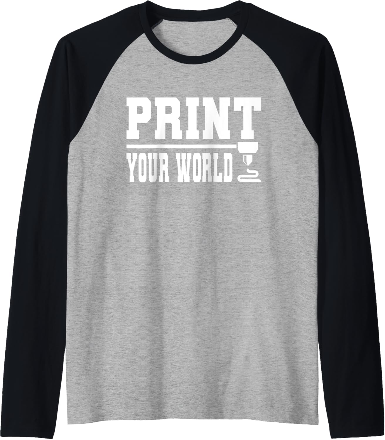 Print Your World 3D Printing Machine Print 3D Printer Raglan Baseball Tee