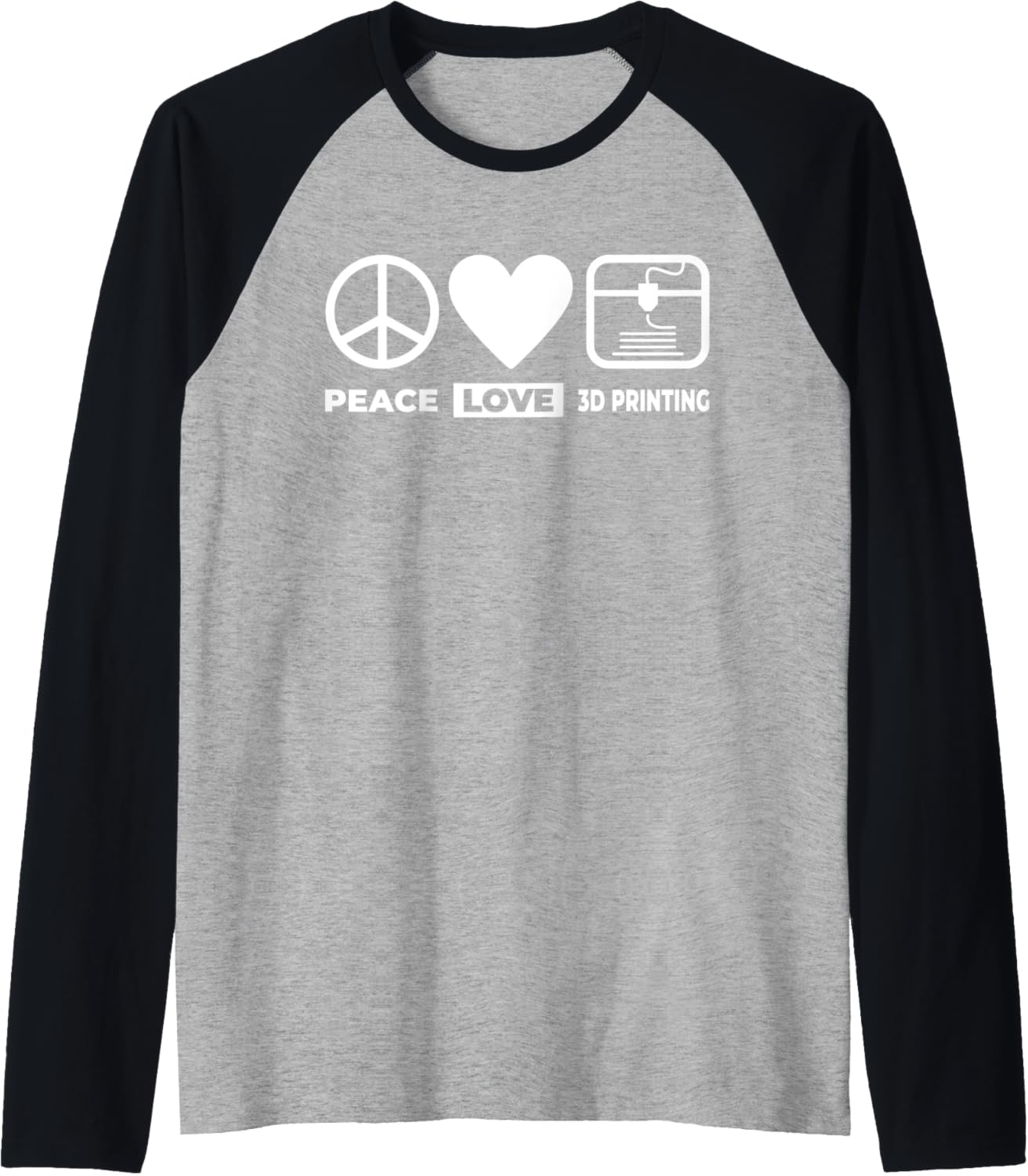 3D Printer Funny 3D Printer Peace Love 3D Printing Raglan Baseball Tee