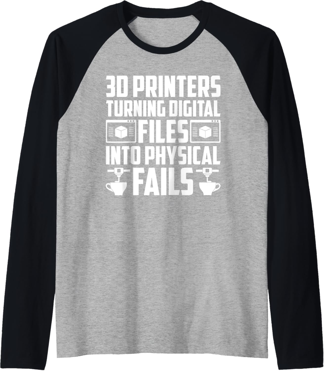 3D Im Printers Turning Digital Files Into Physical Fails Raglan Baseball Tee