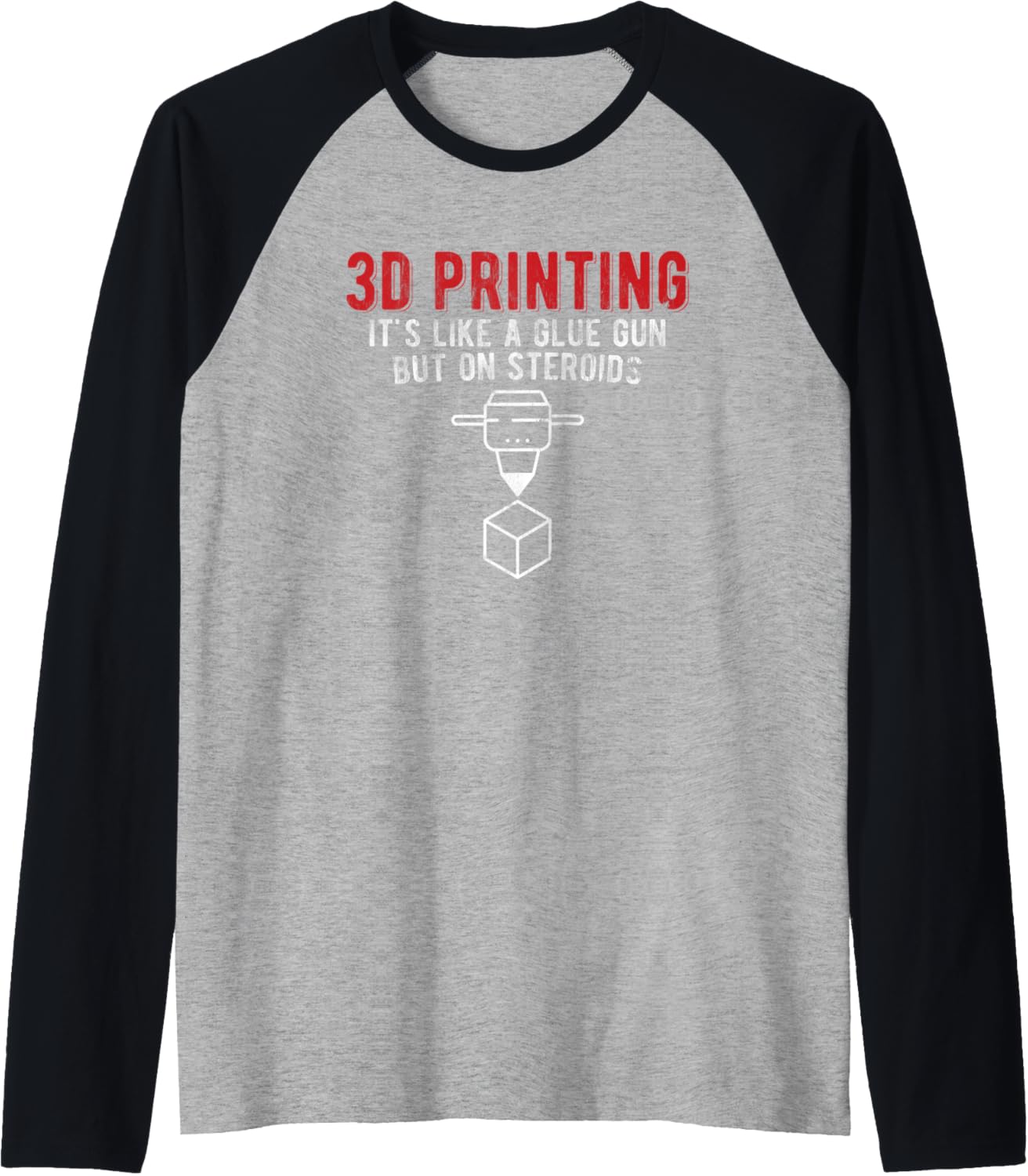 Like Glue Gun On Steroids 3D Printer 3D Printing Raglan Baseball Tee