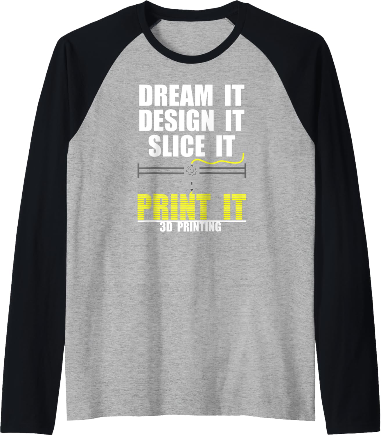 3D Printing Dream Design Slice Print Printer Enthusiast Raglan Baseball Tee