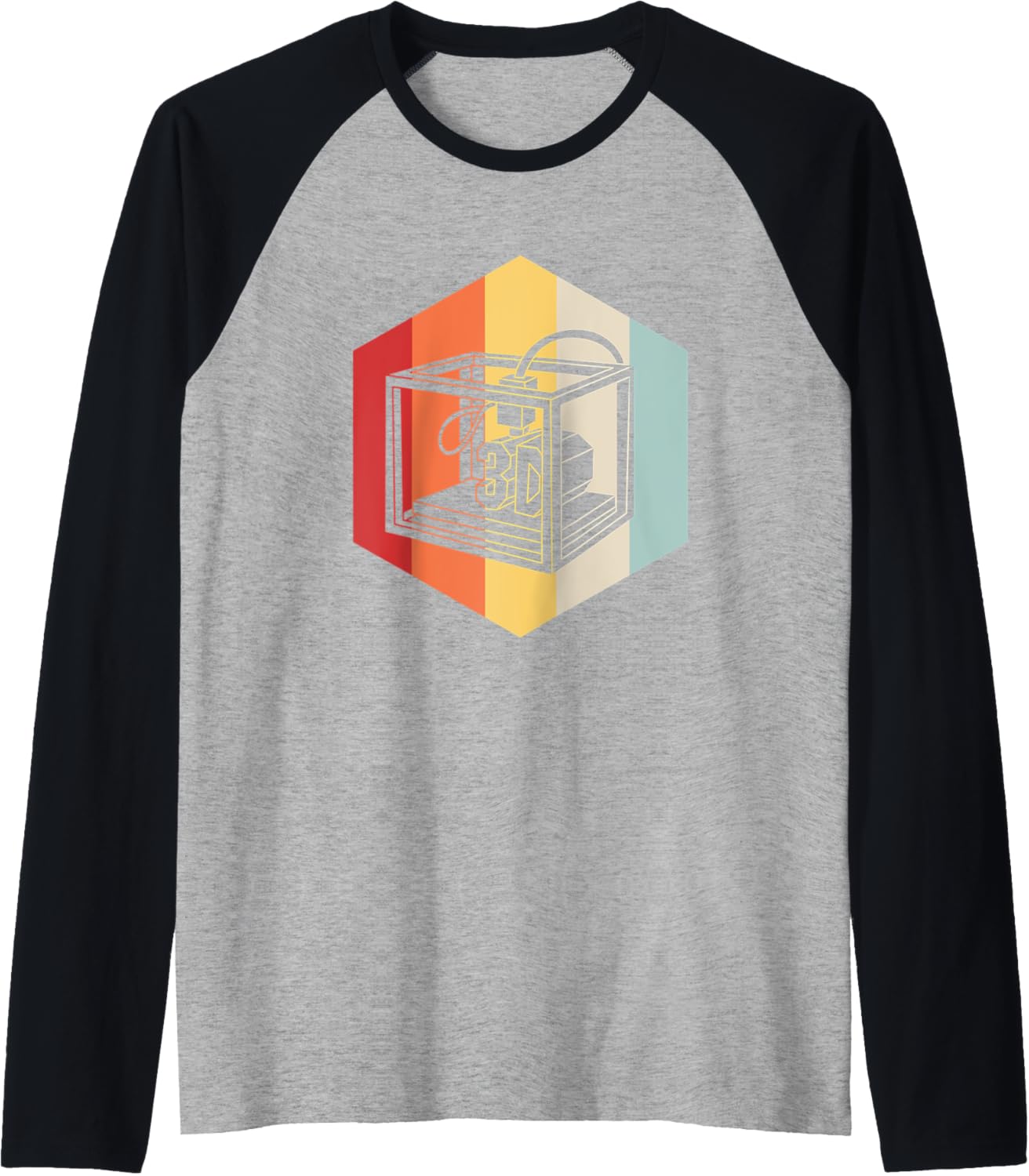 Retro Colorful 3D Printer Raglan Baseball Tee