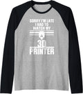 Funny 3D Printing Designs Men Women 3D Printer Workers Raglan Baseball Tee