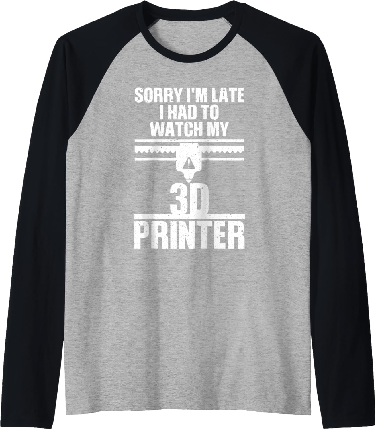 Funny 3D Printing Designs Men Women 3D Printer Workers Raglan Baseball Tee