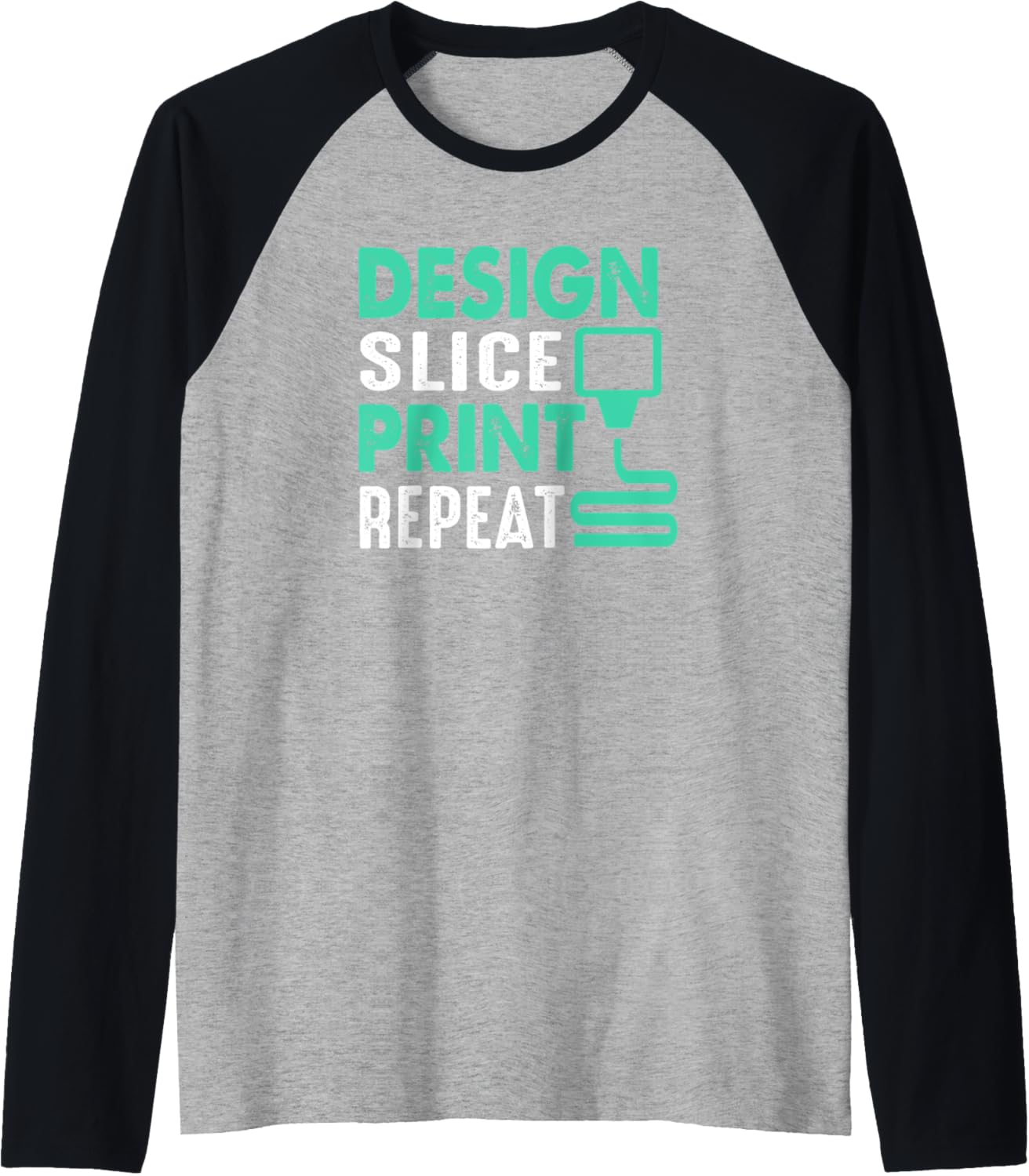 3D Printer Design Slice Print Repeat 3D Print Raglan Baseball Tee