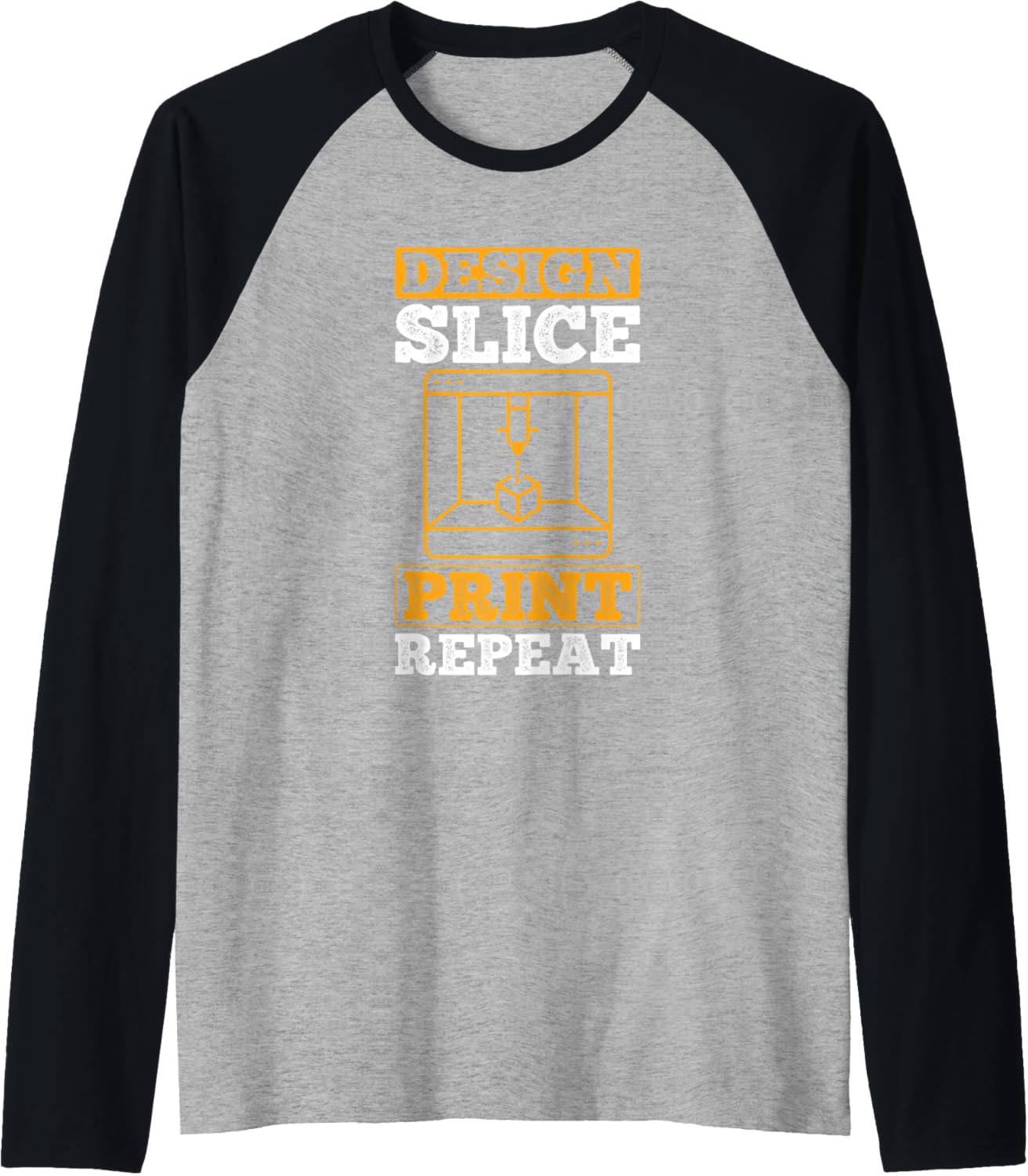 Design Slice Print Repeat 3D Printer 3D Printing Raglan Baseball Tee