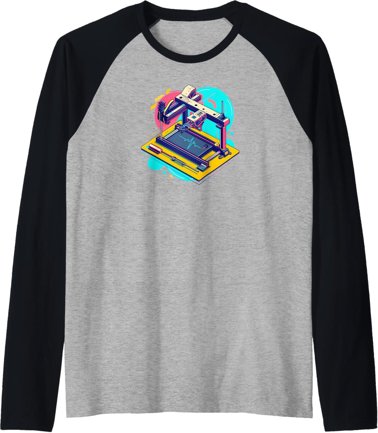 3D Printer Accessories Printing Heart Rate Line Raglan Baseball Tee