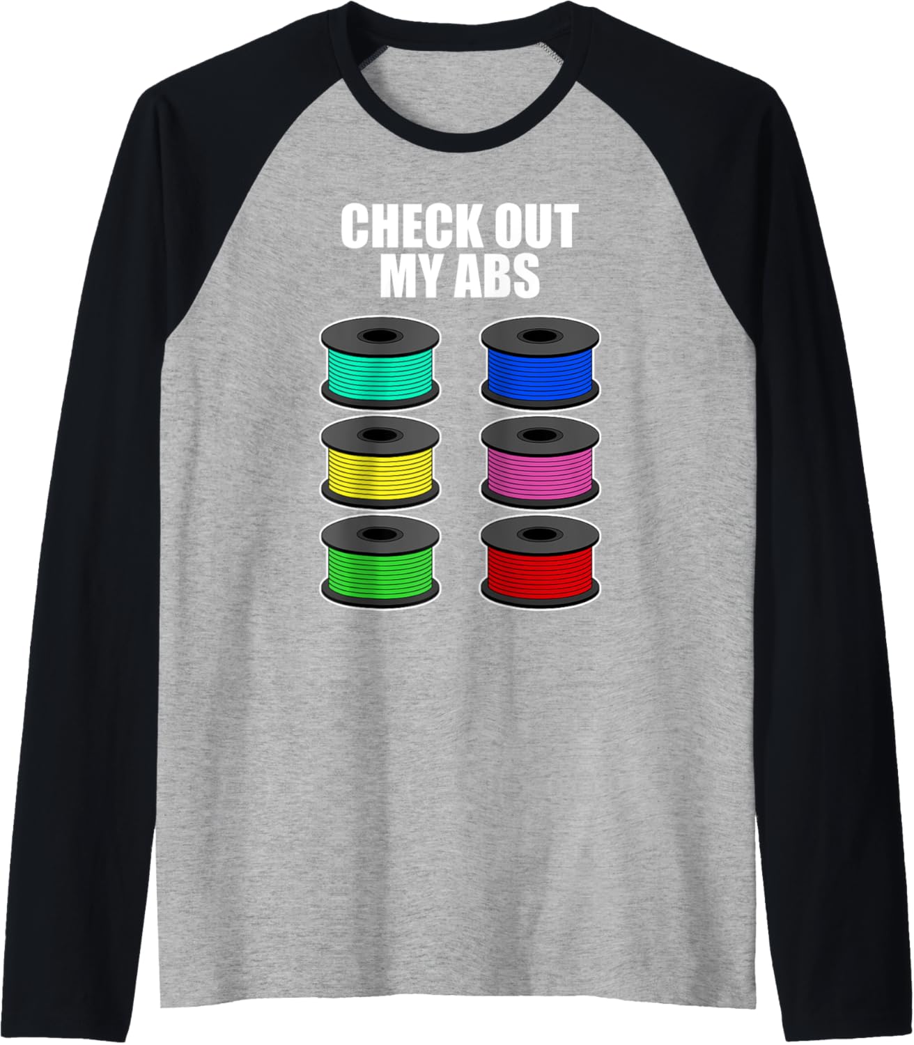 Funny 3D Printing Designs Men Women Abs Printer Filament Raglan Baseball Tee