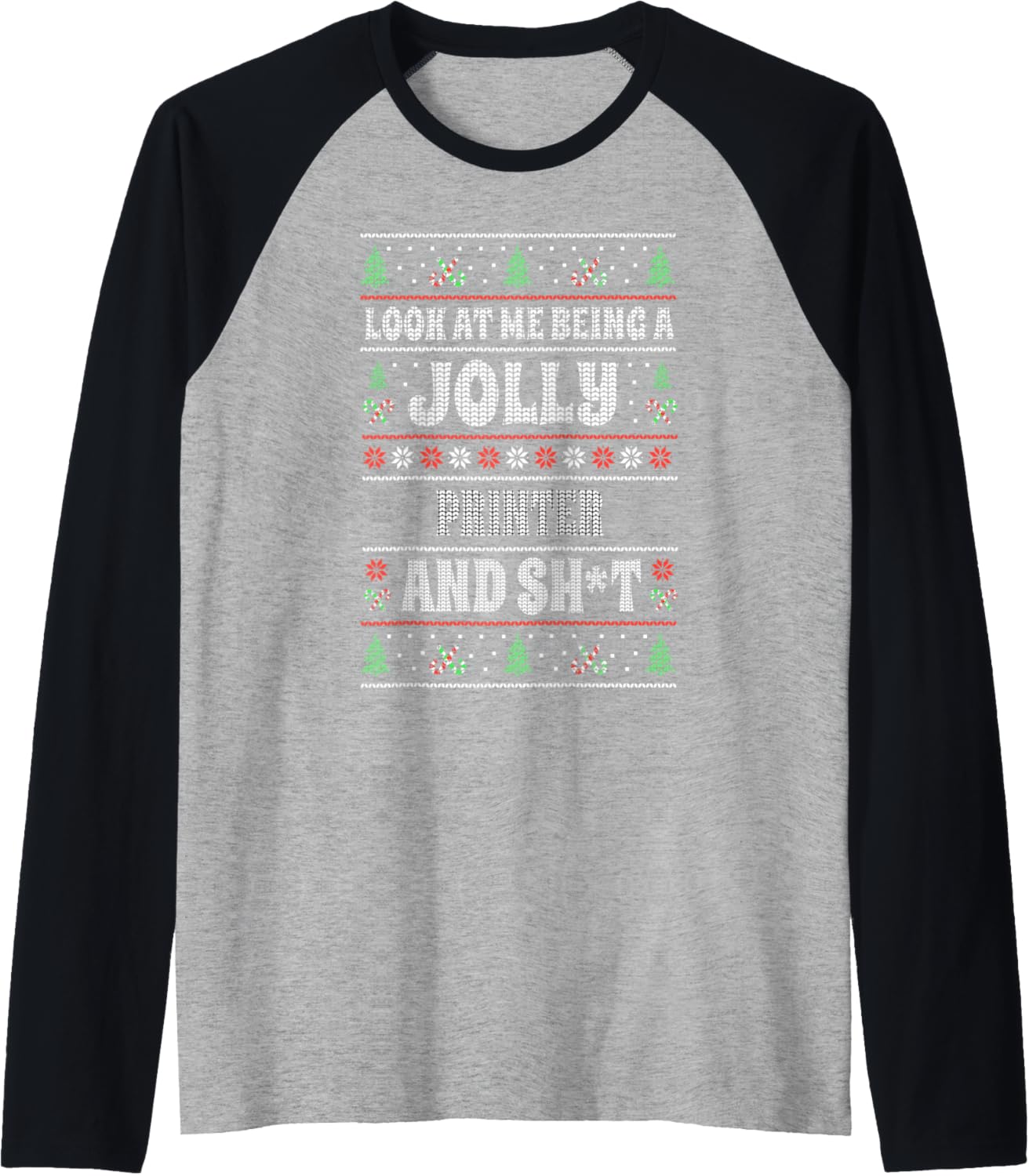 Funny Printer Ugly Christmas Design Xmas Themed Raglan Baseball Tee