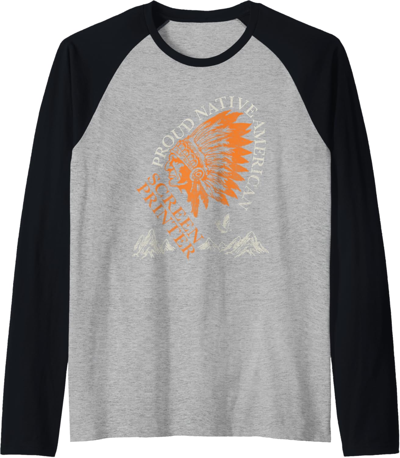 Proud Native American Job Screen Printer Raglan Baseball Tee
