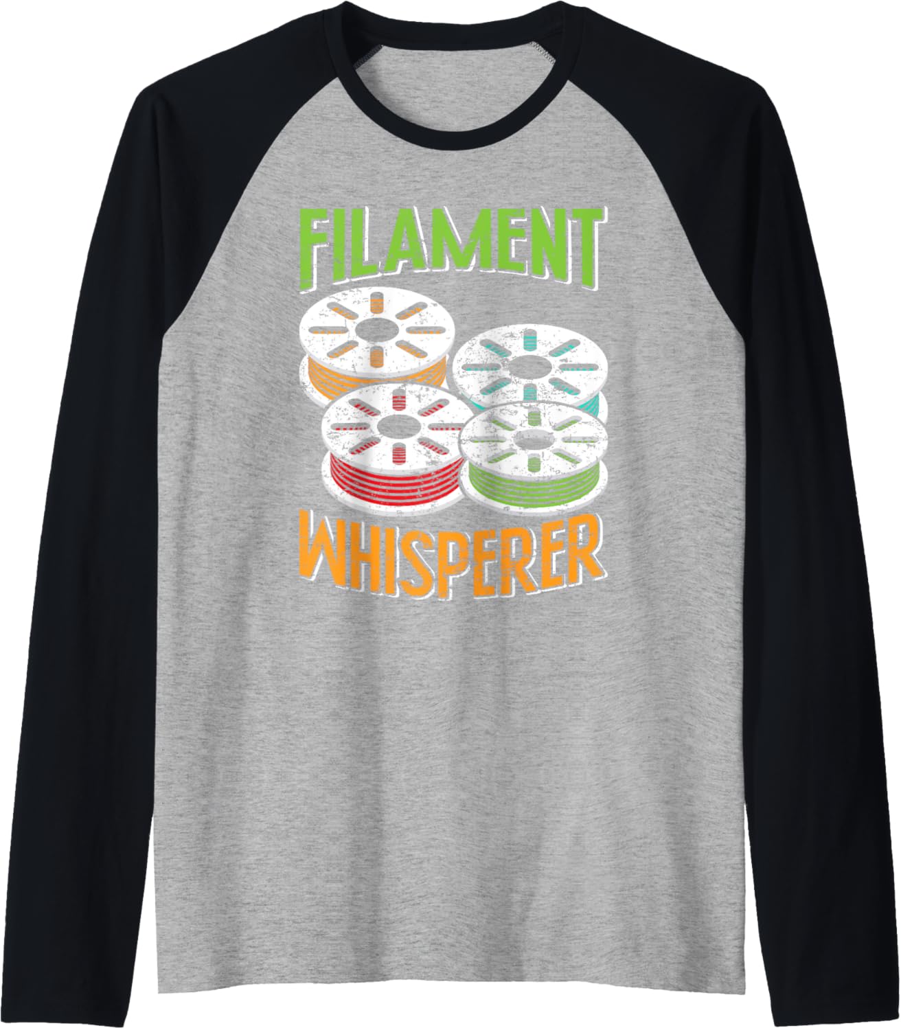Filament Whisperer 3D Printing Funny 3 D Printer Raglan Baseball Tee
