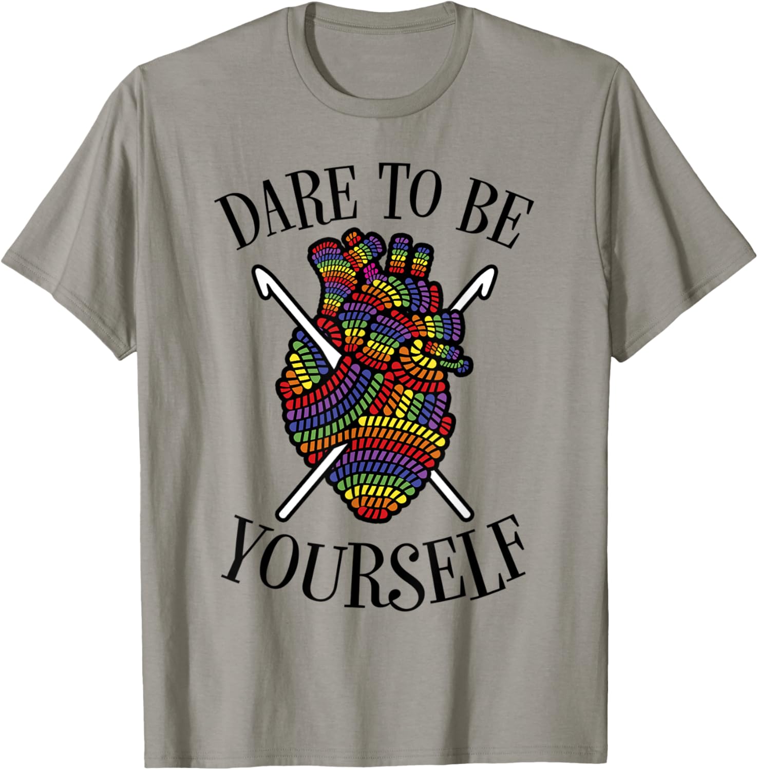 Dare To Be Yourself LGBT Pride Crochet Yarn Anatomical Heart