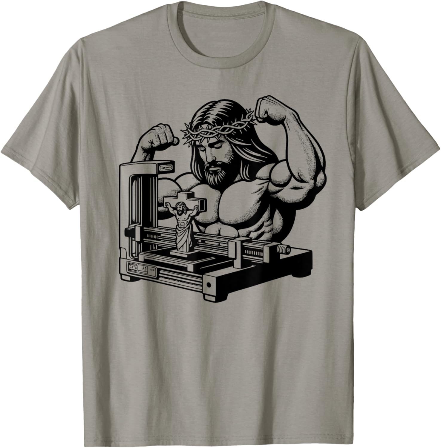 Swole Jesus Christ Printing A Figure Of Himself 3D Printer