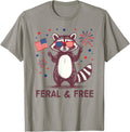 Feral Free Patriotic Racoon American Flag July 4Th