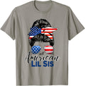 All American Lil Sis Usa Flag Messy Bun Patriotic 4Th July