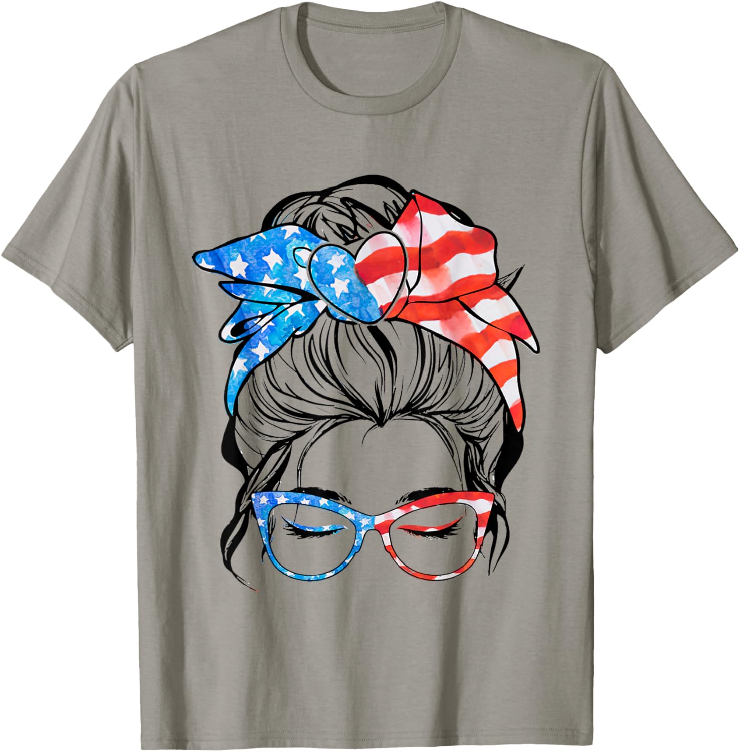 Messy Bun 4Th Of July American Flag Usa Women Girls Cute