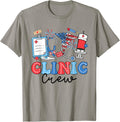 Retro Clinic Crew American Flag Fireworks Nurse 4Th Of July