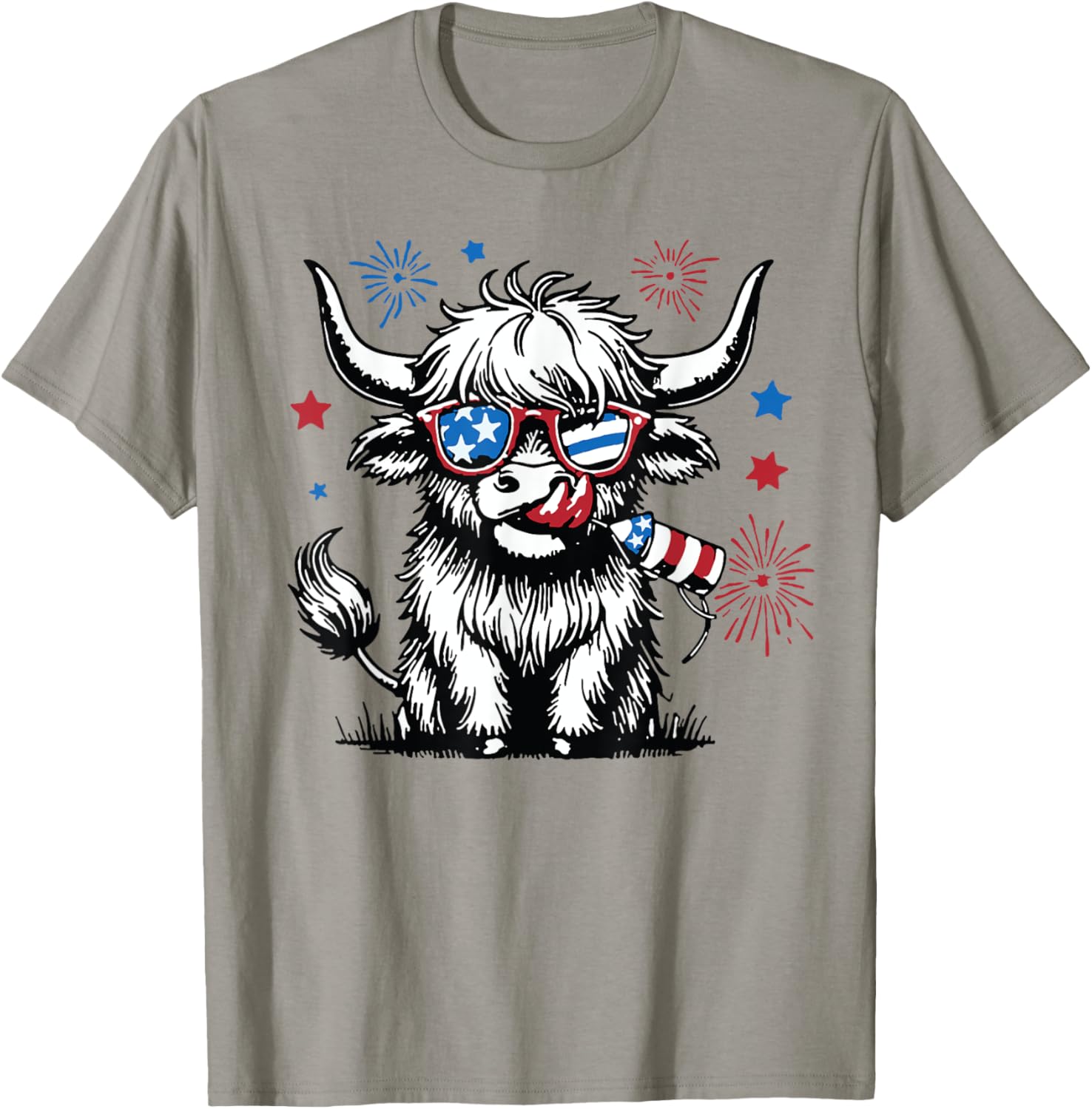 Cute Baby Highland Cow 4Th Of July Independence Day Usa Farm