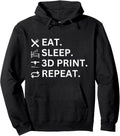 Fun T Shirt 3D Printing Eat Sleep 3D Print Repeat Pullover Hoodie