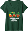 Womens Printer Gnomes St Patricks Day V Neck