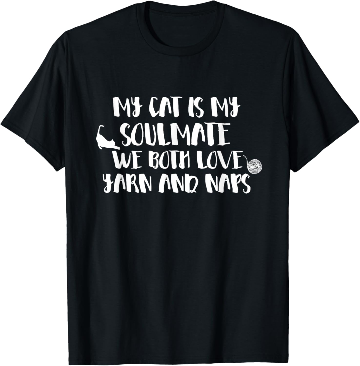 Funny Cat and Knitting Humor T-Shirt Cats Love Yarn and Naps T-Shirt for Men Women Kids