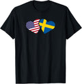 Sweden Usa Flag T Shirt Heart Swedish American Love Roots