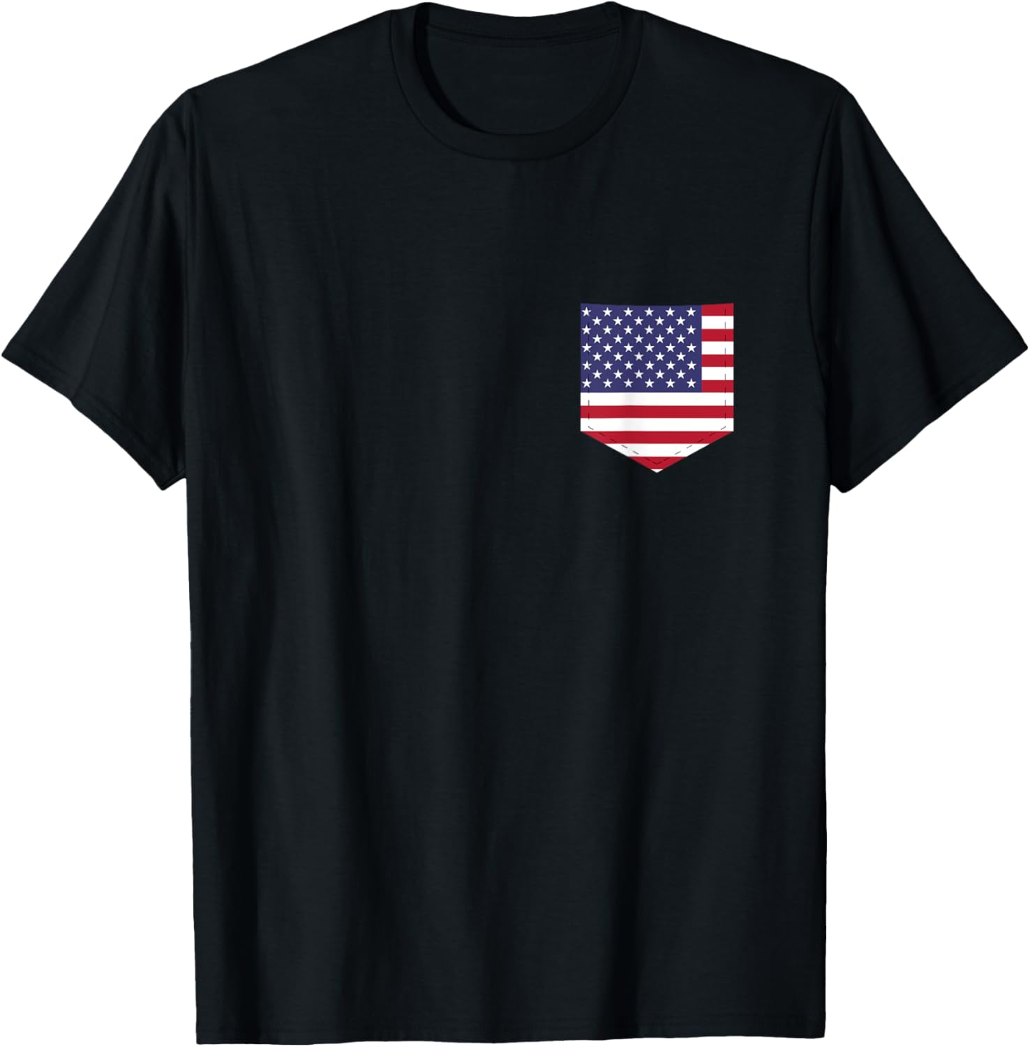 United States Flag T Shirt With Printed American Flag Pocket