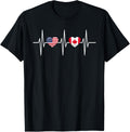 Usa Canada Shirt Heartbeat America Canadian Flag Heart