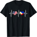 Usa Philippines Shirt Heartbeat America Filipino Flag Heart
