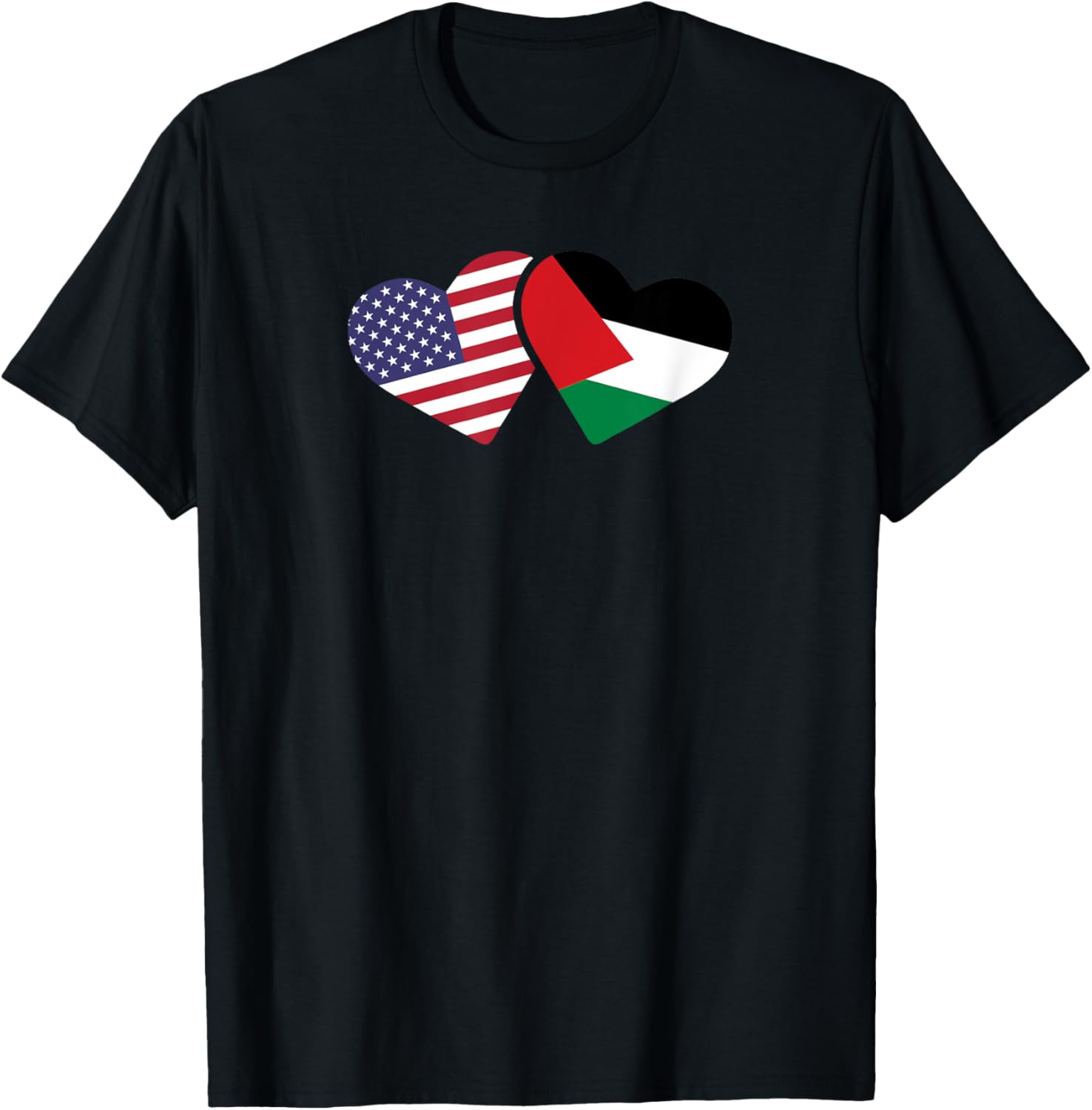 Usa Palestine Flag T Shirt Heart Palestinian American Love