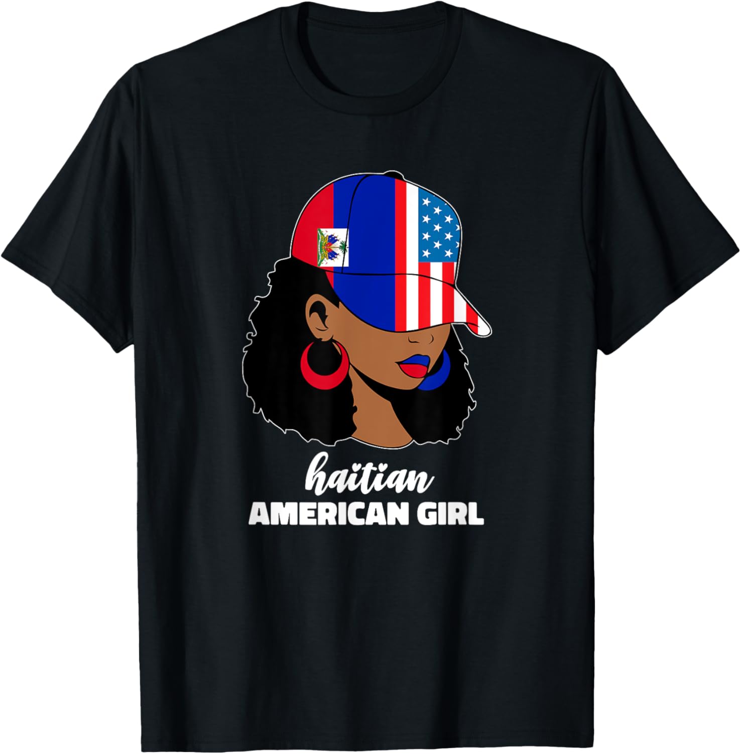 Half Haitian And American America Haiti Usa Flag Girl Afro
