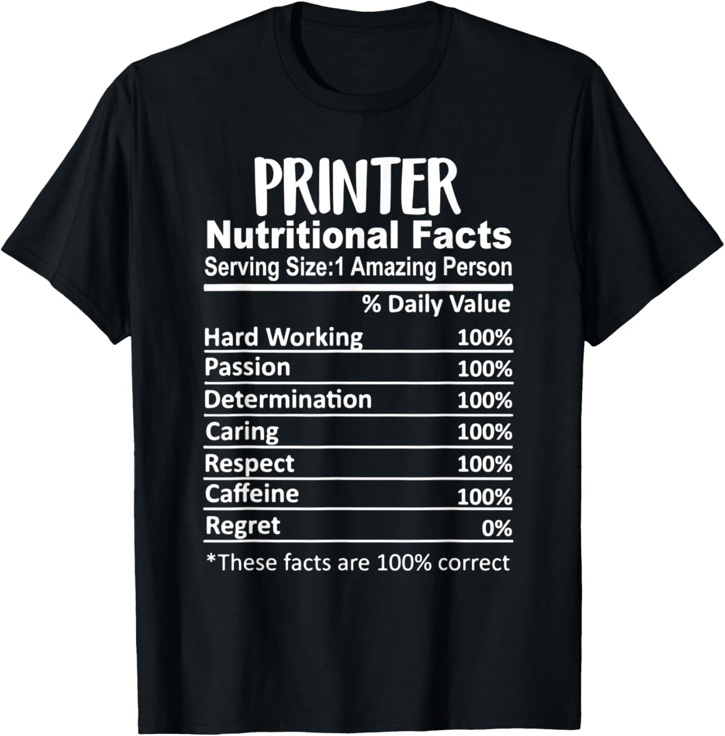 Printer Nutrition Facts Funny